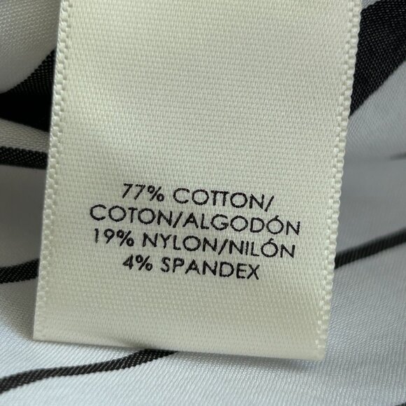 Ann Taylor Black White Striped Ruffle Long Sleeve Cotton Shirt/Blouse/Top Size 6 - Picture 9 of 9